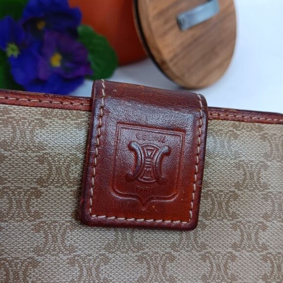 CELINE Dark Brown Macadam Bifold Frame Wallet dated 1996 - Picture 7 of 14